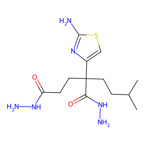 2-(2-Amino-1,3-thiazol-4-yl)-2-(3-methylbutyl)pentanedihydrazide structure