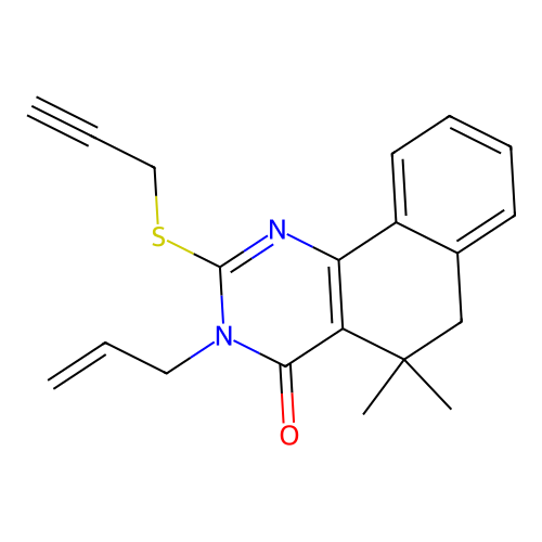 3-allyl-5,5-dimethyl-2-(prop-2-yn-1-ylthio)-5,6-dihydrobenzo[h]quinazolin-4(3H)-one structure