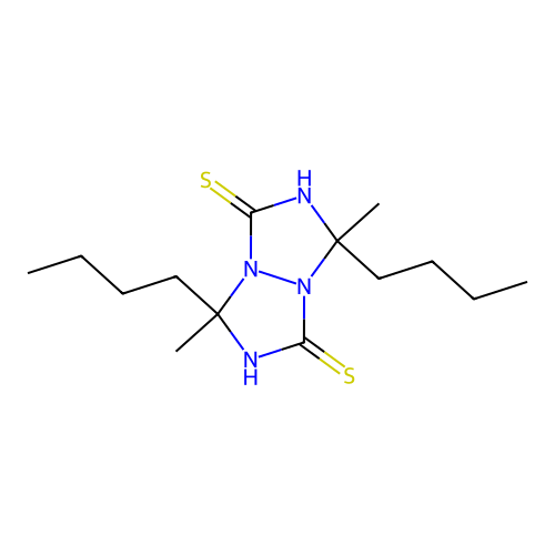 3,7-dibutyl-3,7-dimethyl-2,6-dihydro-[1,2,4]triazolo[1,2-a][1,2,4]triazole-1,5-dithione structure