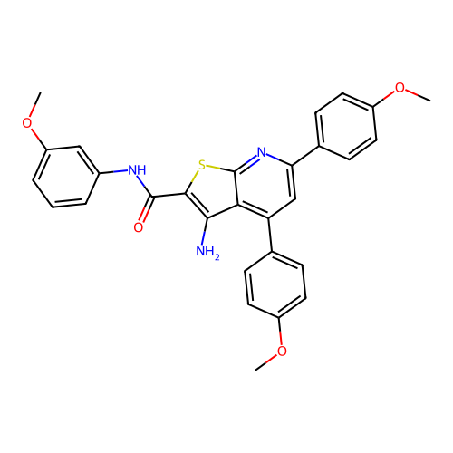 3-amino-N-(3-methoxyphenyl)-4,6-bis(4-methoxyphenyl)thieno[2,3-b]pyridine-2-carboxamide structure