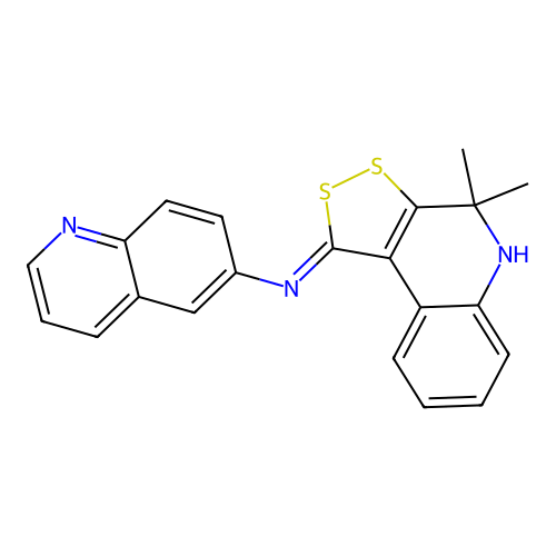 4,4-dimethyl-N-quinolin-6-yl-5H-dithiolo[3,4-c]quinolin-1-imine structure