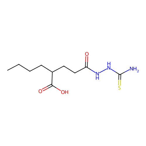 2-[3-(2-Carbamothioylhydrazinyl)-3-oxopropyl]hexanoic acid structure