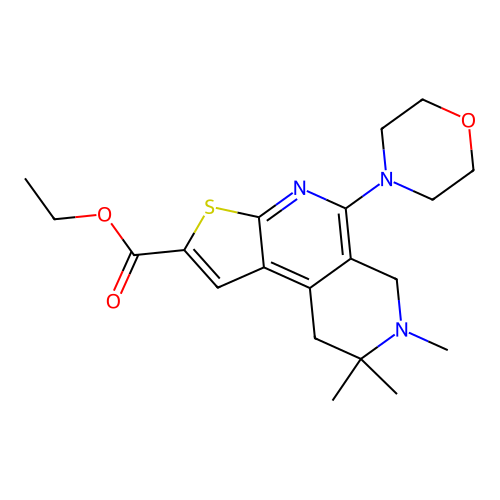 ethyl 7,8,8-trimethyl-5-morpholin-4-yl-6,9-dihydrothieno[2,3-c][2,7]naphthyridine-2-carboxylate structure