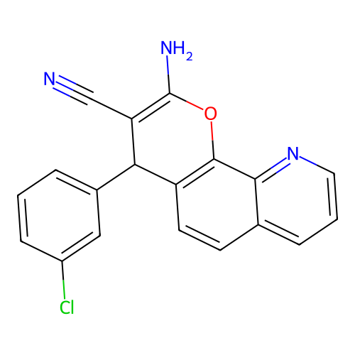2-amino-4-(3-chlorophenyl)-4H-pyrano[3,2-h]quinoline-3-carbonitrile structure