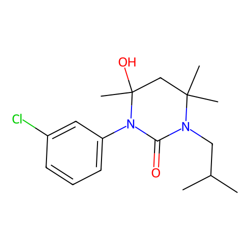 1-(3-chlorophenyl)-6-hydroxy-3-isobutyl-4,4,6-trimethyltetrahydropyrimidin-2(1H)-one structure