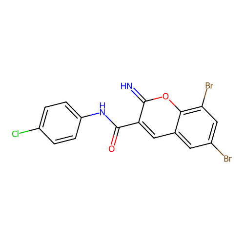 6,8-dibromo-N-(4-chlorophenyl)-2-imino-2H-chromene-3-carboxamide structure