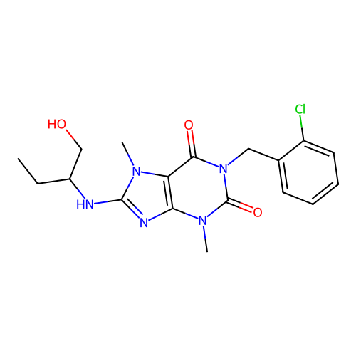 1-(2-chlorobenzyl)-8-((1-hydroxybutan-2-yl)amino)-3,7-dimethyl-1H-purine-2,6(3H,7H)-dione structure