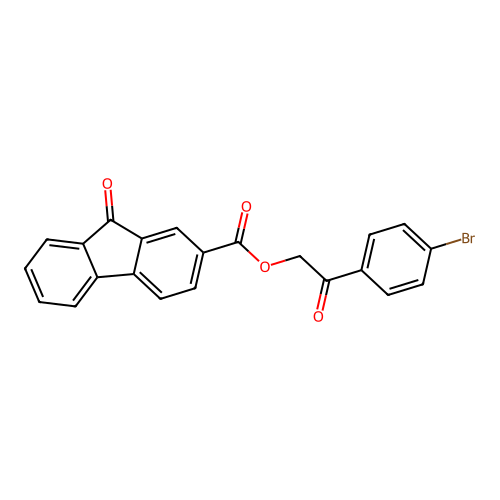 2-(4-bromophenyl)-2-oxoethyl 9-oxo-9H-fluorene-2-carboxylate structure