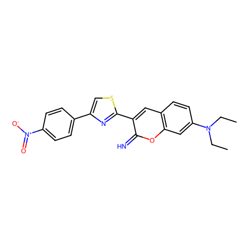 N,N-diethyl-2-imino-3-(4-(4-nitrophenyl)thiazol-2-yl)-2H-chromen-7-amine structure
