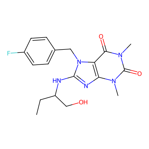 7-(4-fluorobenzyl)-8-((1-hydroxybutan-2-yl)amino)-1,3-dimethyl-1H-purine-2,6(3H,7H)-dione structure