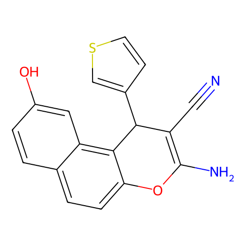 3-amino-9-hydroxy-1-(thiophen-3-yl)-1H-benzo[f]chromene-2-carbonitrile structure