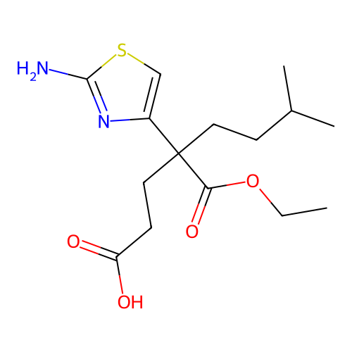 4-(2-Amino-1,3-thiazol-4-yl)-4-(ethoxycarbonyl)-7-methyloctanoic acid structure