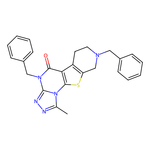 4,8-dibenzyl-1-methyl-6,7,8,9-tetrahydropyrido[4',3':4,5]thieno[3,2-e][1,2,4]triazolo[4,3-a]pyrimidin-5(4H)-one structure
