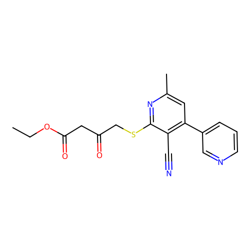 Ethyl 4-(3-cyano-6-methyl-4-pyridin-3-ylpyridin-2-yl)sulfanyl-3-oxobutanoate structure