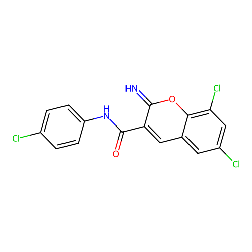 6,8-dichloro-N-(4-chlorophenyl)-2-imino-2H-chromene-3-carboxamide structure
