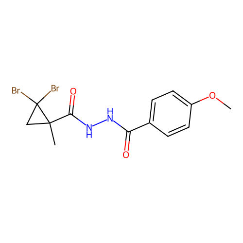 N'-(2,2-dibromo-1-methylcyclopropanecarbonyl)-4-methoxybenzohydrazide structure