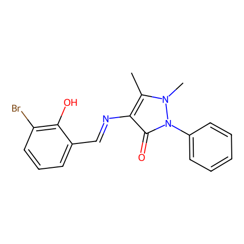 (E)-4-((3-bromo-2-hydroxybenzylidene)amino)-1,5-dimethyl-2-phenyl-1H-pyrazol-3(2H)-one structure