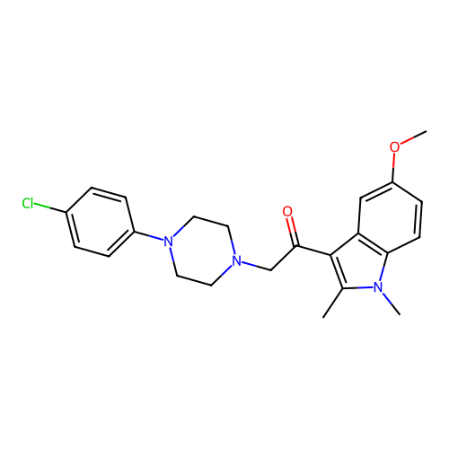 2-(4-(4-chlorophenyl)piperazin-1-yl)-1-(5-methoxy-1,2-dimethyl-1H-indol-3-yl)ethanone structure
