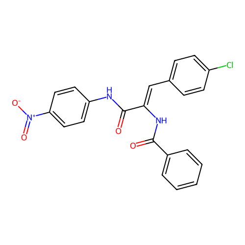 N-[2-(4-chlorophenyl)-1-[(4-nitrophenyl)carbamoyl]ethenyl]benzamide structure