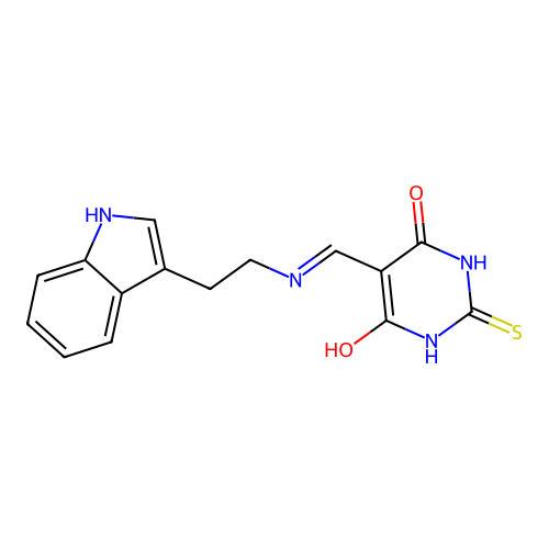5-({[2-(1H-indol-3-yl)ethyl]amino}methylene)-2-thioxodihydro-4,6(1H,5H)-pyrimidinedione structure
