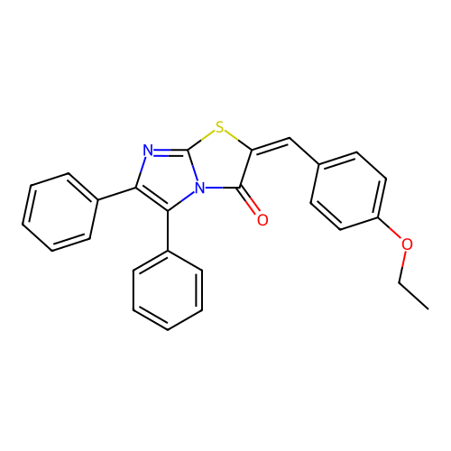 (E)-2-(4-ethoxybenzylidene)-5,6-diphenylimidazo[2,1-b]thiazol-3(2H)-one structure