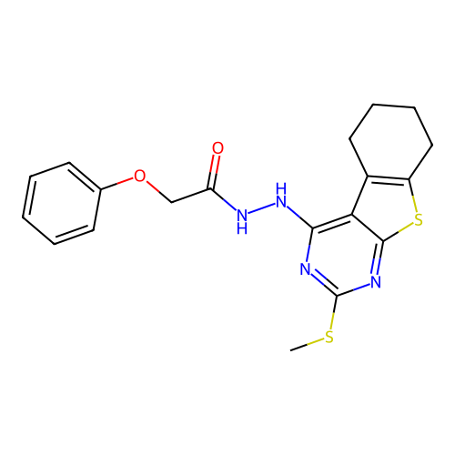 N'-(2-(methylthio)-5,6,7,8-tetrahydrobenzo[4,5]thieno[2,3-d]pyrimidin-4-yl)-2-phenoxyacetohydrazide structure