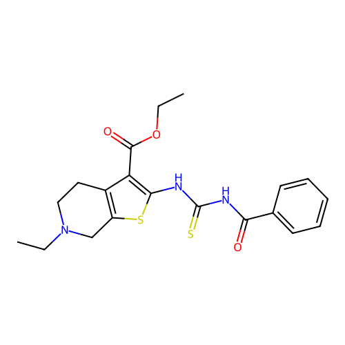 ethyl 2-(3-benzoylthioureido)-6-ethyl-4,5,6,7-tetrahydrothieno[2,3-c]pyridine-3-carboxylate structure