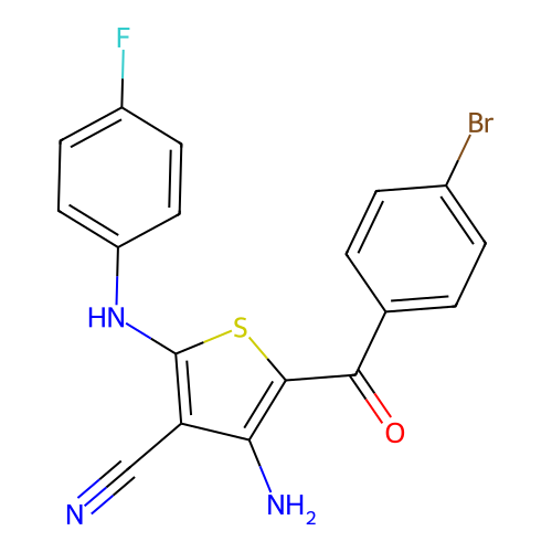 4-Amino-5-(4-bromobenzoyl)-2-(4-fluoroanilino)thiophene-3-carbonitrile structure