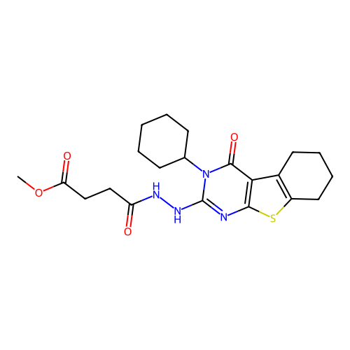 methyl 4-(2-(3-cyclohexyl-4-oxo-3,4,5,6,7,8-hexahydrobenzo[4,5]thieno[2,3-d]pyrimidin-2-yl)hydrazinyl)-4-oxobutanoate structure
