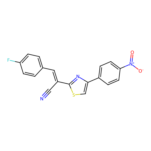(2E)-3-(4-fluorophenyl)-2-[4-(4-nitrophenyl)-1,3-thiazol-2-yl]prop-2-enenitrile structure