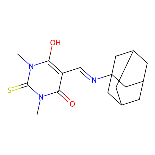 5-[(1-adamantylamino)methylidene]-1,3-dimethyl-2-sulfanylidene-1,3-diazinane-4,6-dione structure