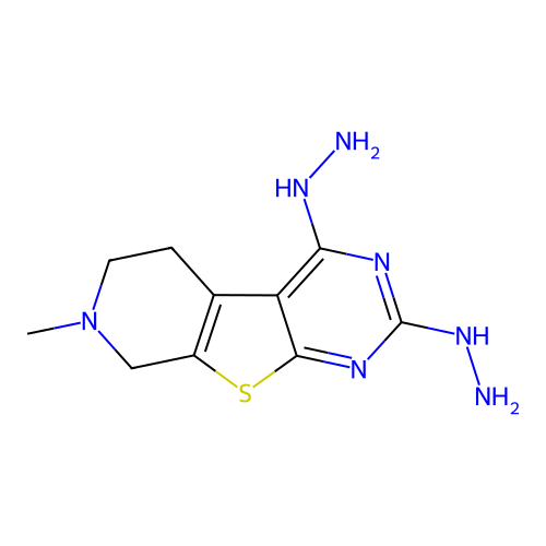 2,4-dihydrazinyl-7-methyl-5,6,7,8-tetrahydropyrido[4',3':4,5]thieno[2,3-d]pyrimidine structure
