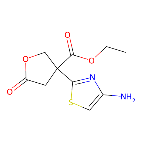 Ethyl 3-(4-amino-1,3-thiazol-2-yl)-5-oxotetrahydrofuran-3-carboxylate structure