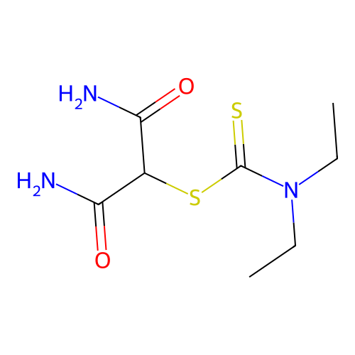 1,3-Diamino-1,3-dioxopropan-2-yl diethylcarbamodithioate structure