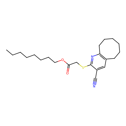 Octyl [(3-cyano-5,6,7,8,9,10-hexahydrocycloocta[b]pyridin-2-yl)sulfanyl]acetate structure