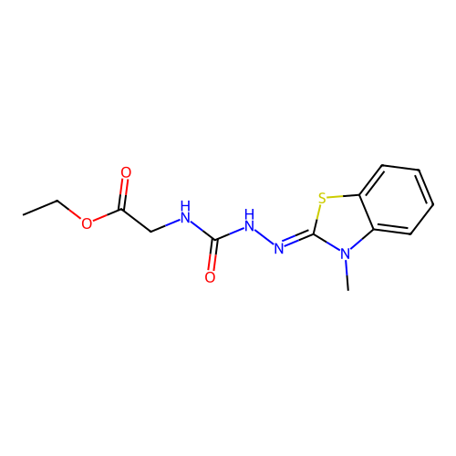 (Z)-ethyl 2-(2-(3-methylbenzo[d]thiazol-2(3H)-ylidene)hydrazinecarboxamido)acetate structure