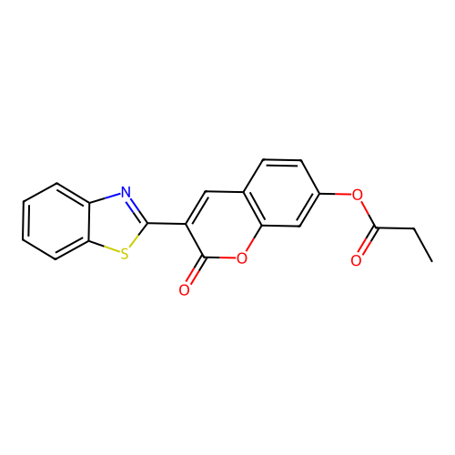 3-(benzo[d]thiazol-2-yl)-2-oxo-2H-chromen-7-yl propionate structure