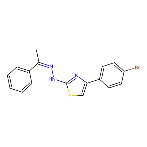 (Z)-4-(4-bromophenyl)-2-(2-(1-phenylethylidene)hydrazinyl)thiazole structure