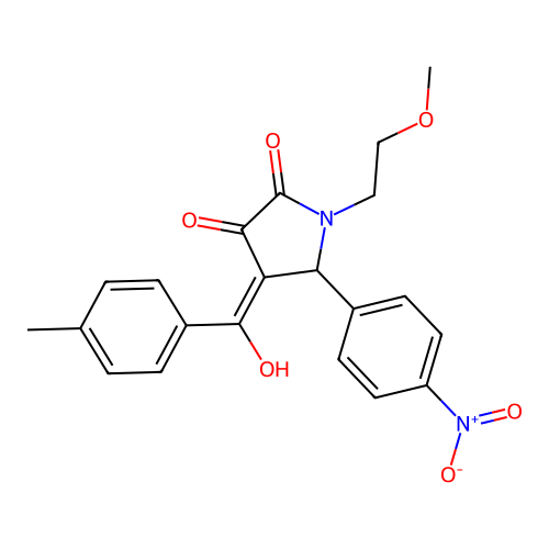 3-hydroxy-1-(2-methoxyethyl)-4-(4-methylbenzoyl)-5-(4-nitrophenyl)-1H-pyrrol-2(5H)-one structure