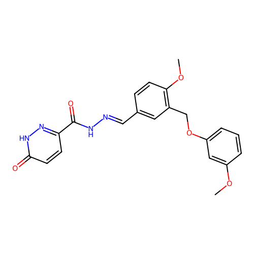 (E)-N'-(4-methoxy-3-((3-methoxyphenoxy)methyl)benzylidene)-6-oxo-1,6-dihydropyridazine-3-carbohydrazide structure