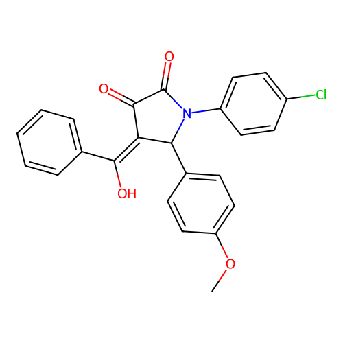 (4E)-1-(4-chlorophenyl)-4-[hydroxy(phenyl)methylidene]-5-(4-methoxyphenyl)pyrrolidine-2,3-dione structure