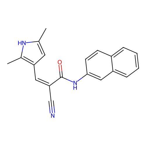 (Z)-2-cyano-3-(2,5-dimethyl-1H-pyrrol-3-yl)-N-(naphthalen-2-yl)acrylamide structure