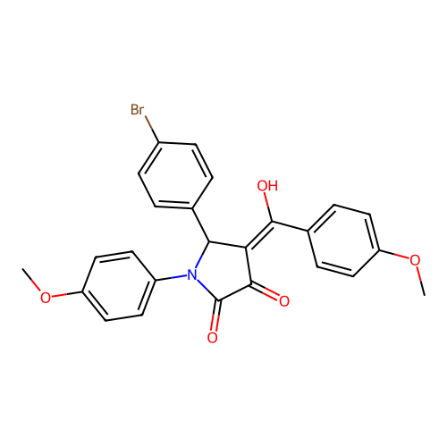 (4E)-5-(4-bromophenyl)-4-[hydroxy(4-methoxyphenyl)methylidene]-1-(4-methoxyphenyl)pyrrolidine-2,3-dione structure
