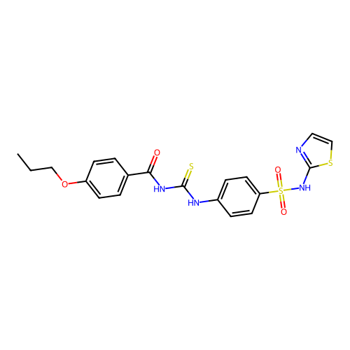 4-propoxy-N-{[4-(1,3-thiazol-2-ylsulfamoyl)phenyl]carbamothioyl}benzamide structure