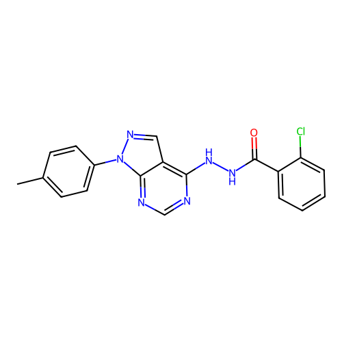 2-chloro-N'-[1-(4-methylphenyl)-1H-pyrazolo[3,4-d]pyrimidin-4-yl]benzohydrazide structure