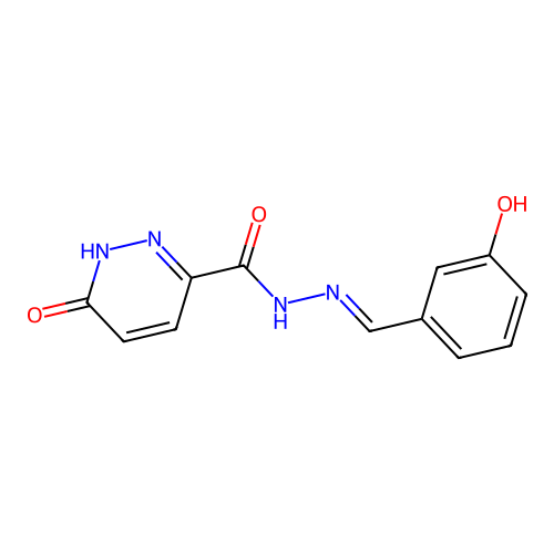 (E)-N'-(3-hydroxybenzylidene)-6-oxo-1,6-dihydropyridazine-3-carbohydrazide structure