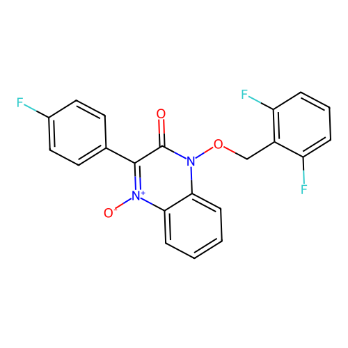 1-[(2,6-difluorobenzyl)oxy]-3-(4-fluorophenyl)quinoxalin-2(1H)-one 4-oxide structure