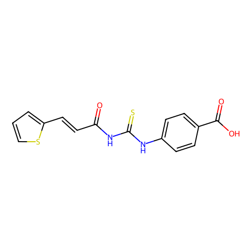 4-[[(E)-3-thiophen-2-ylprop-2-enoyl]carbamothioylamino]benzoic acid structure