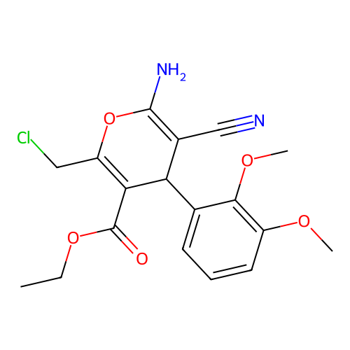 ethyl 6-amino-2-(chloromethyl)-5-cyano-4-(2,3-dimethoxyphenyl)-4H-pyran-3-carboxylate structure