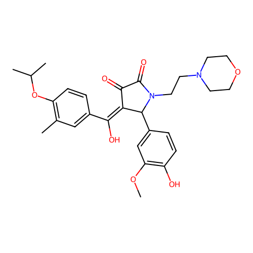 (4E)-5-(4-hydroxy-3-methoxyphenyl)-4-[hydroxy-(3-methyl-4-propan-2-yloxyphenyl)methylidene]-1-(2-morpholin-4-ylethyl)pyrrolidine-2,3-dione structure